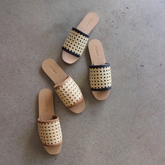 St. Agni Hennie Rattan Slide Sandals Sz 41/10 - Picture 5 of 15